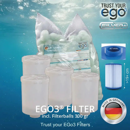 Set 1 - 1 1/2" (ca. 46mm) FEIN Gewinde Filter für Hotspring Spas und andere - inklusive 10 filterballs Füllungen  Komplettset