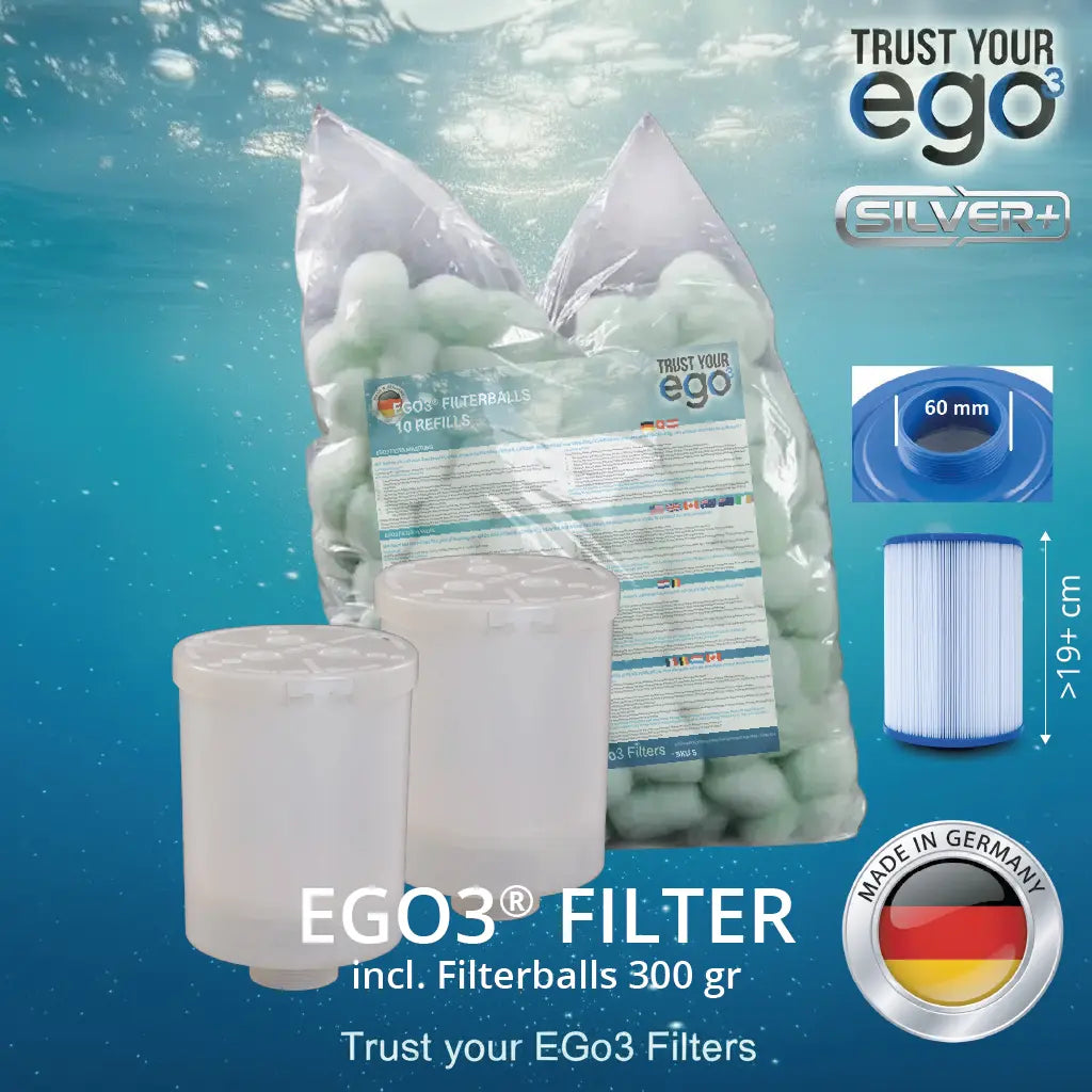 SETT 3 = FIN GJENGER (60mm = 2" ZOLL) filter for Artesian, Master Spas og andre inkludert 10 filterballfyllinger