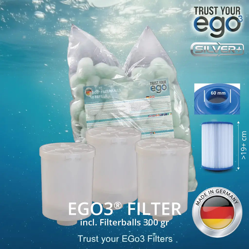SETT 3 = FIN GJENGER (60mm = 2" ZOLL) filter for Artesian, Master Spas og andre inkludert 10 filterballfyllinger