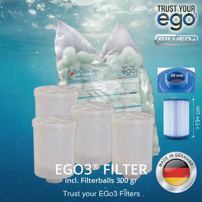 SETT 3 = FIN GJENGER (60mm = 2" ZOLL) filter for Artesian, Master Spas og andre inkludert 10 filterballfyllinger